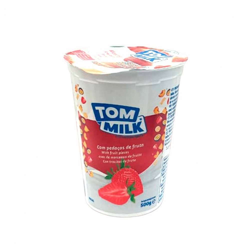 Yogurt pasteurizado sabor fresa con trocitos de frutas Tom Milk (500 g / 1. 10 lb)