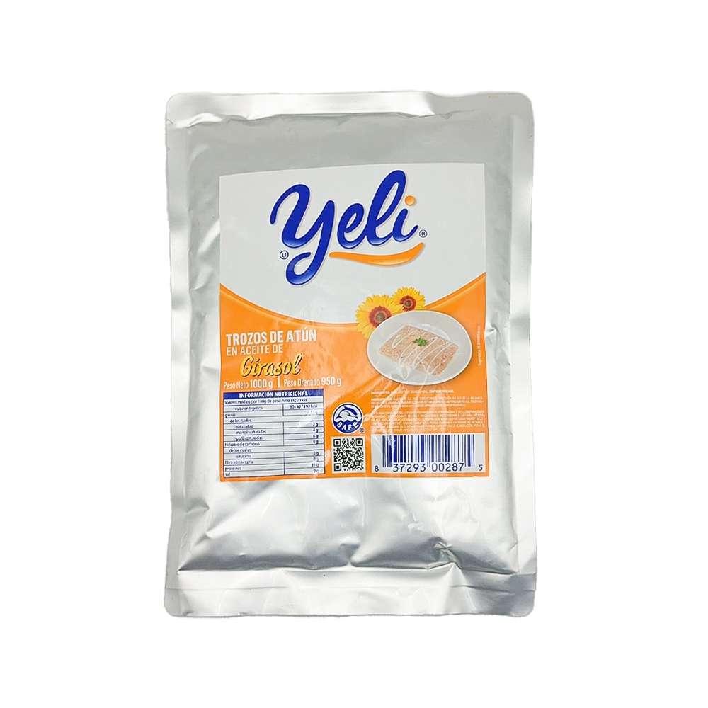 Trozos de atún en aceite de girasol Yeli (1 kg / 2. 2 lb)