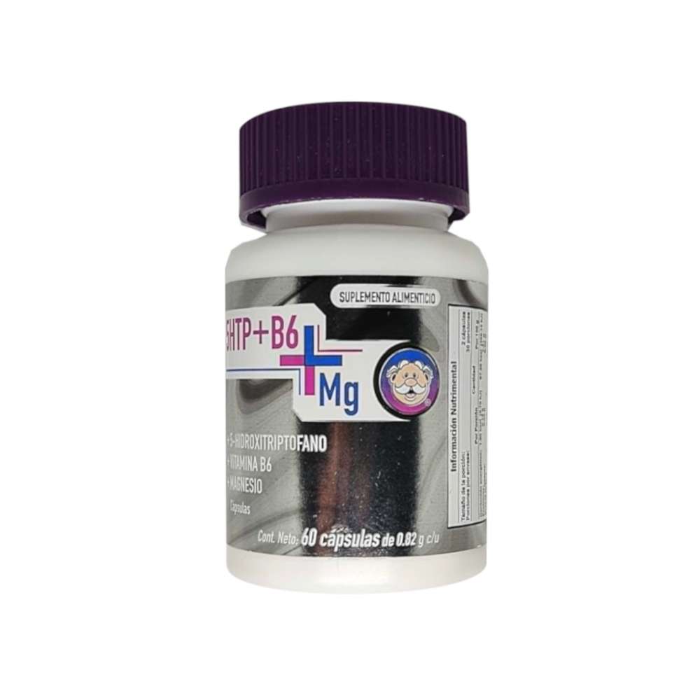 5-Hidroxitriptofano 100. 00 mg + Vitamina B6 6. 80 mg + Magnesio 208. 00 mg (60 cápsulas)